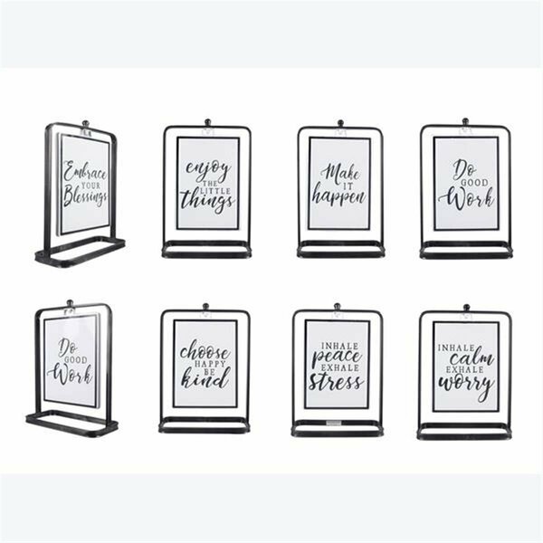 Youngs Metal Tabletop Reversible Signs, Black & White - 4 Piece 21298
